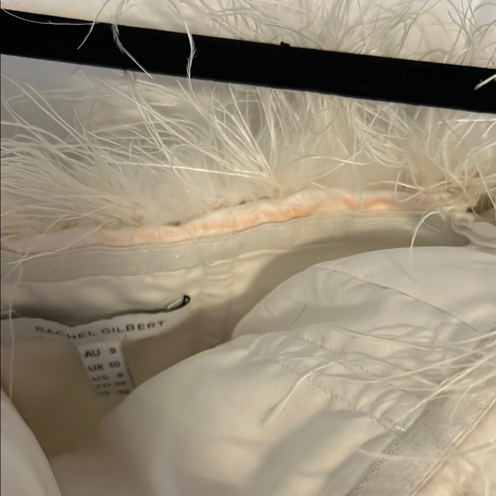 Rachel Gilbert White Feather Dress Size 6 - Picture 7 of 8